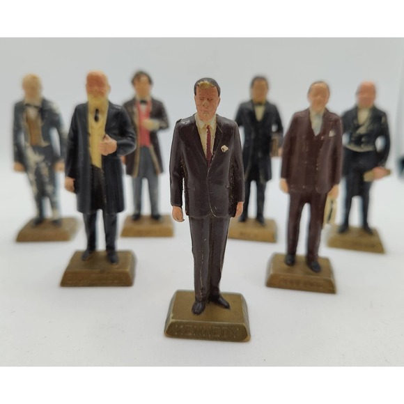 Marx Toys 7 Marx President Pedestal Figures Painted Vintage 6 Mm